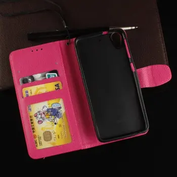 

10pcs/lot free shipping Lychee PU Leather +soft TPU wallet Book Stand Card Slot photos Case For HTC Desire 626