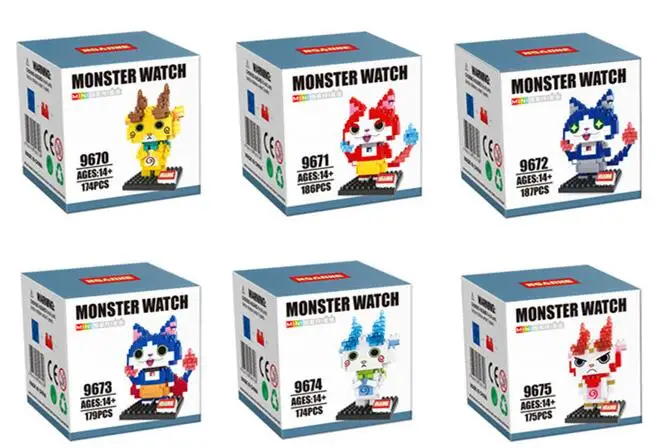 

1pcs 6 Style Japanese Anime Yo-Kai Watch Block Yokai Youkai Assembling Building Block Toys JIBANYAN SHURAKOMA SHMOOPIE P460