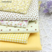 Цветочная хлопчатобумажная ткань для одежды DIY лоскутное шитье постельные принадлежности BagTalasite Love Yellow 6 шт. текстильная ткань для дома 40*50 см