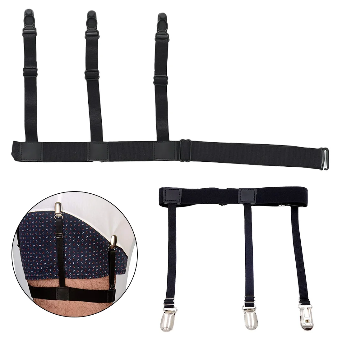 

Men Shirt holders 2pcs Anti Slip Wrinkle Clip stays Adjustable gentlemen shirts Suspender Braces Holders