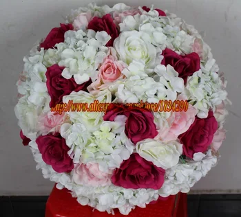 

55cm 2pcs/lot Artificial silk Rose Hydrangea wedding decoration kissing ball Table centerpiece flower ball TONGFENG