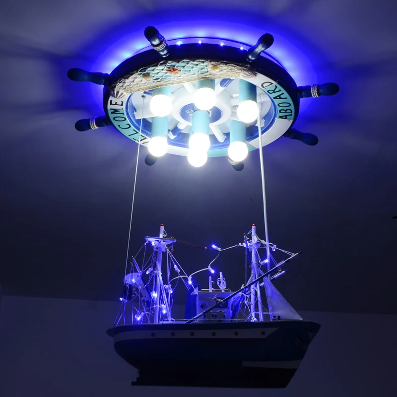 

Creative pirate ship led pendant lights individuality children bedroom bedroom boy girl cartoon lighting pendant lamps ZA ET34