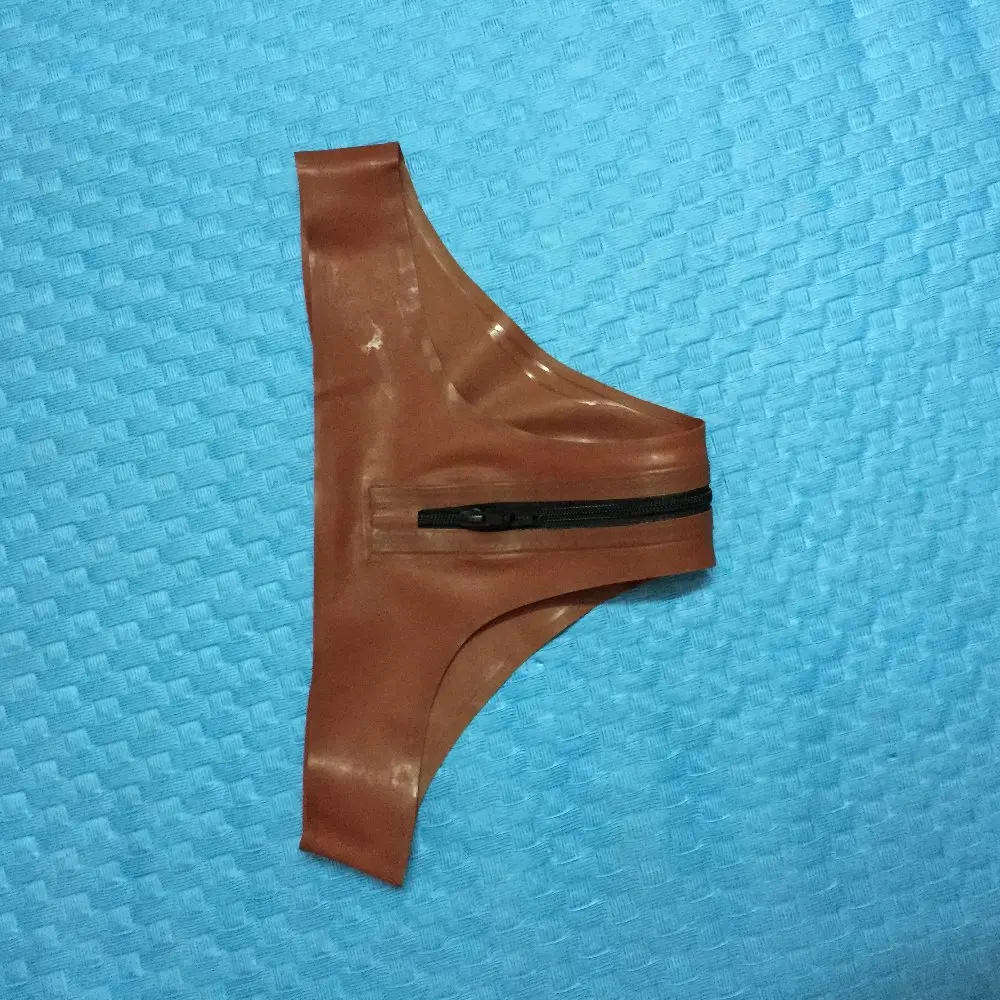 

Men's Latex Thongs With Through Crotch Zip Latex Rubber Underwear Latex T-back