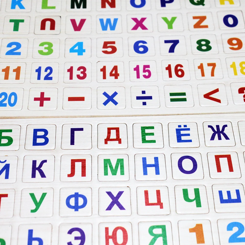 Детский деревянный магнитный английский пазл ABC/123 математические Монтессори