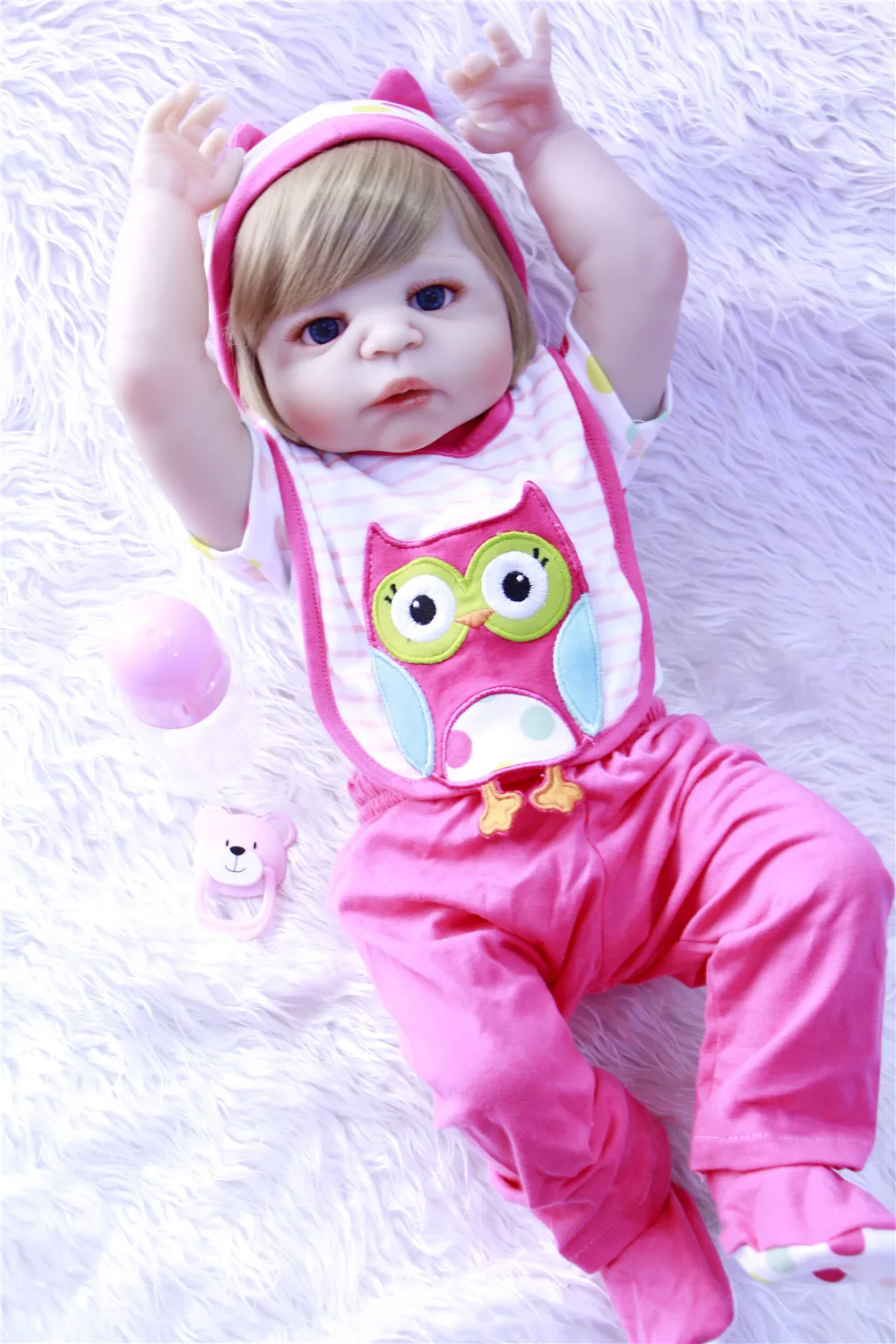 22 &quotreborn Baby Doll блонд кукла принцесса для девочек 55 см полный Силиконовый младенец