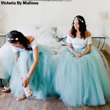 Пользовательские Изящные длинные зеленые тюлевые юбки Румяна секретный мягкий тюль подружки невесты винтажная Длина пола Свадебная вечеринка белая юбка