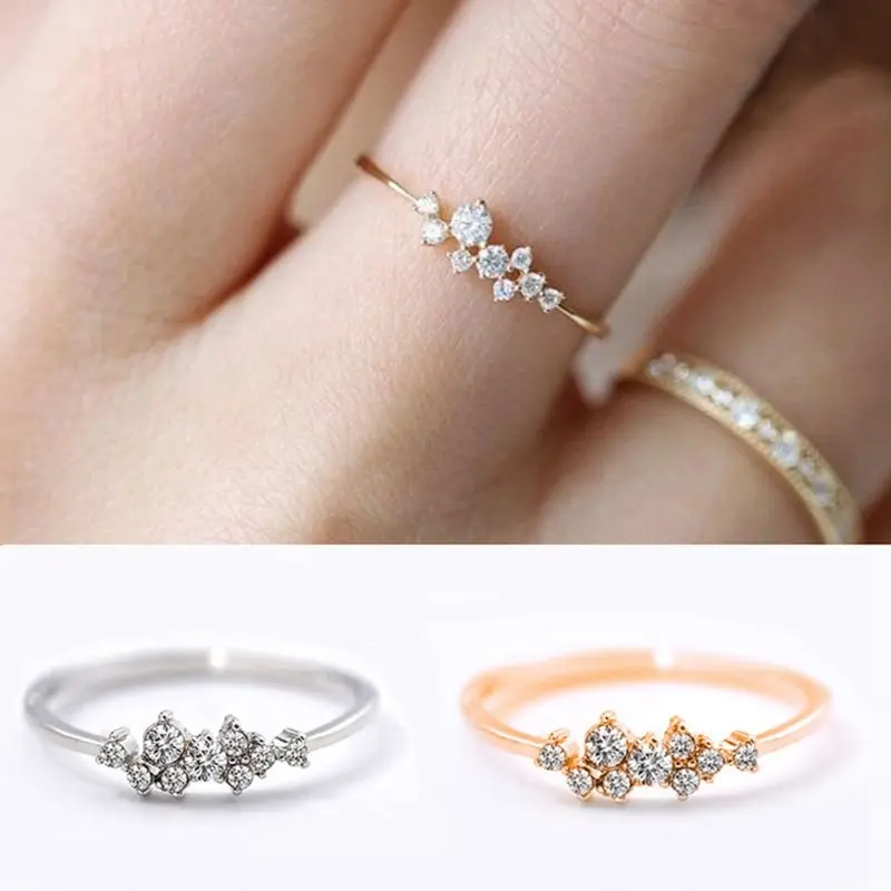 

Fashion Weave Rhinestone Crystal Rings For Women Gold/Silver Color Female Ring Party Jewelry Romantic Wedding Ring