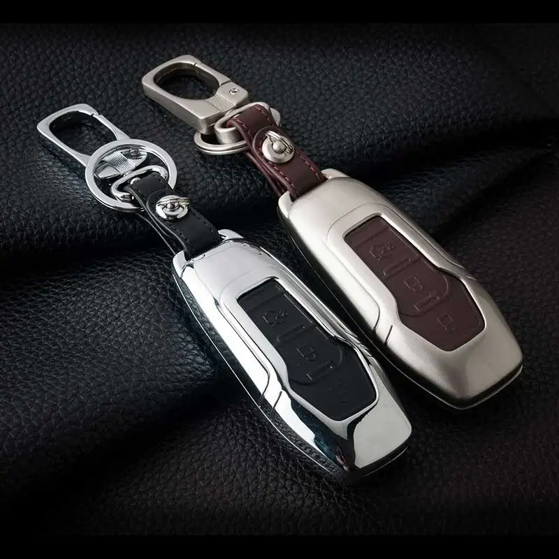 Цинковый сплав+ кожа стайлинга автомобилей дистанционного ключа чехол для Ford Focus 3 4 Mondeo MK3 MK4 Kuga Побег edga 2013