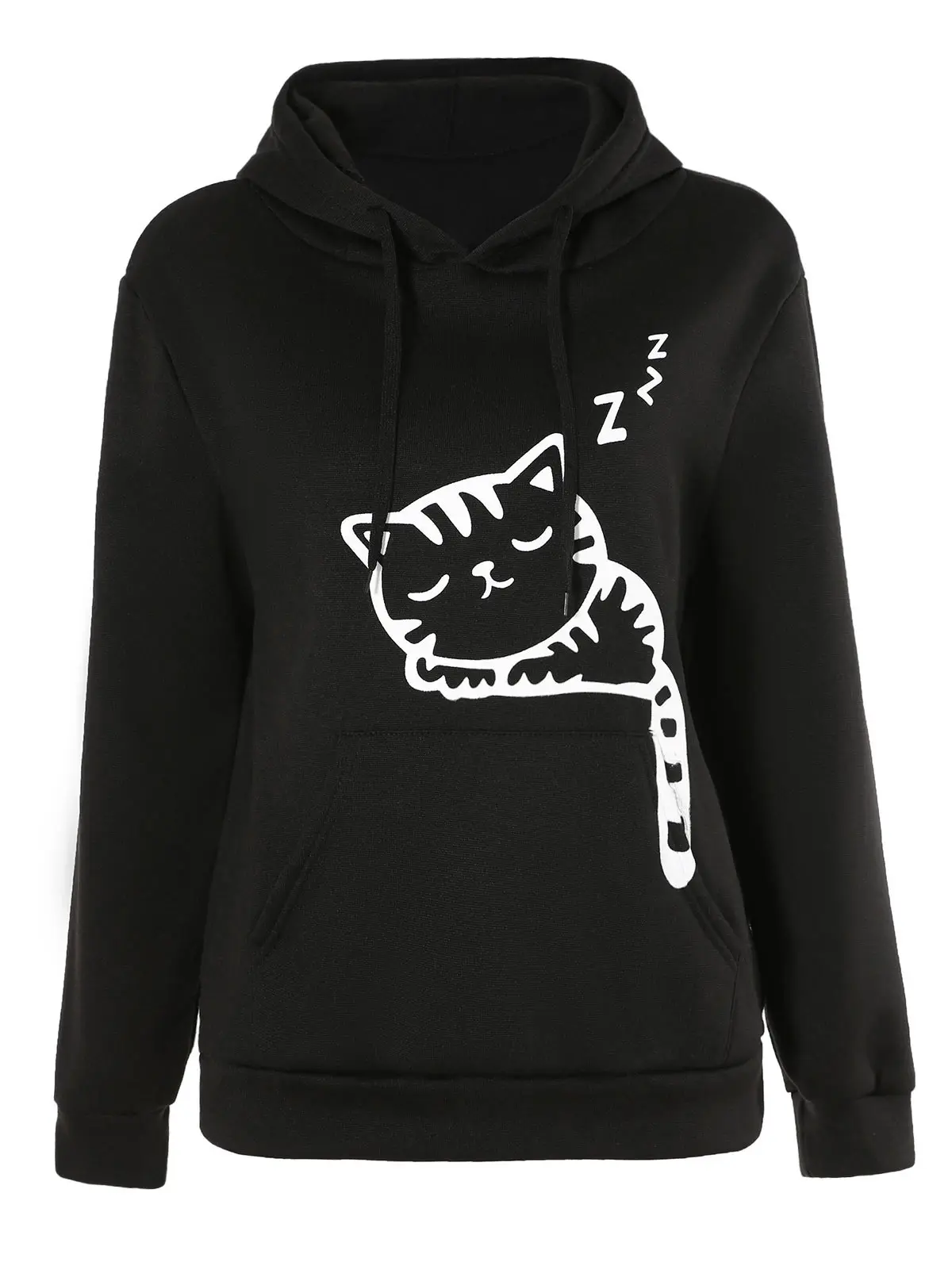 Buy Printed Fleece Lining Cat Ear Hoodie 2018 New