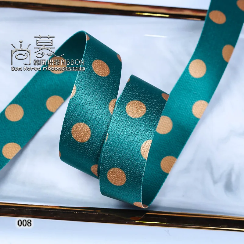 50yards 10/16/25/40mm double face polka dots korean satin ribbon for kids hair bows accessories handcraft supplies - Цвет: pea green