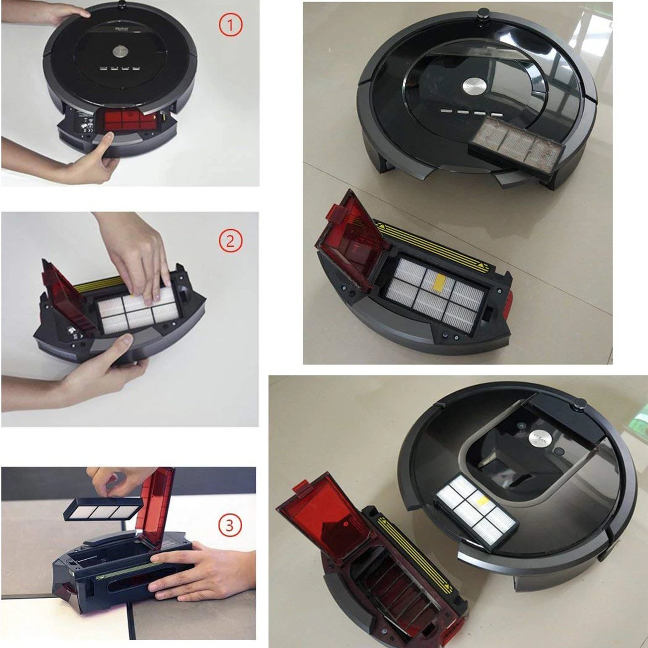 3 шт. 980 Hepa фильтры, совместимые с iRobot Roomba 980 860 880 870 Роботизированный пылесос и 3 шт. Roomba боковые щетки(800 90