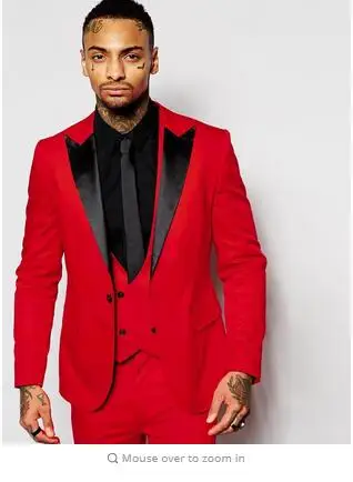 New Design Custom Made Red White Black Wedding Men Suits Peaked Lapel Prom Groom Tuxedos Groomsmen Suit Jacket Pants Vest Tie Jacket Heater Tie Broochjacket No Tie Aliexpress
