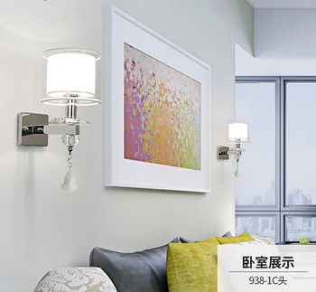 

Nordic minimalist crystal wall lamp living room TV background wall aisle Hostel Trim bedroom bedside light