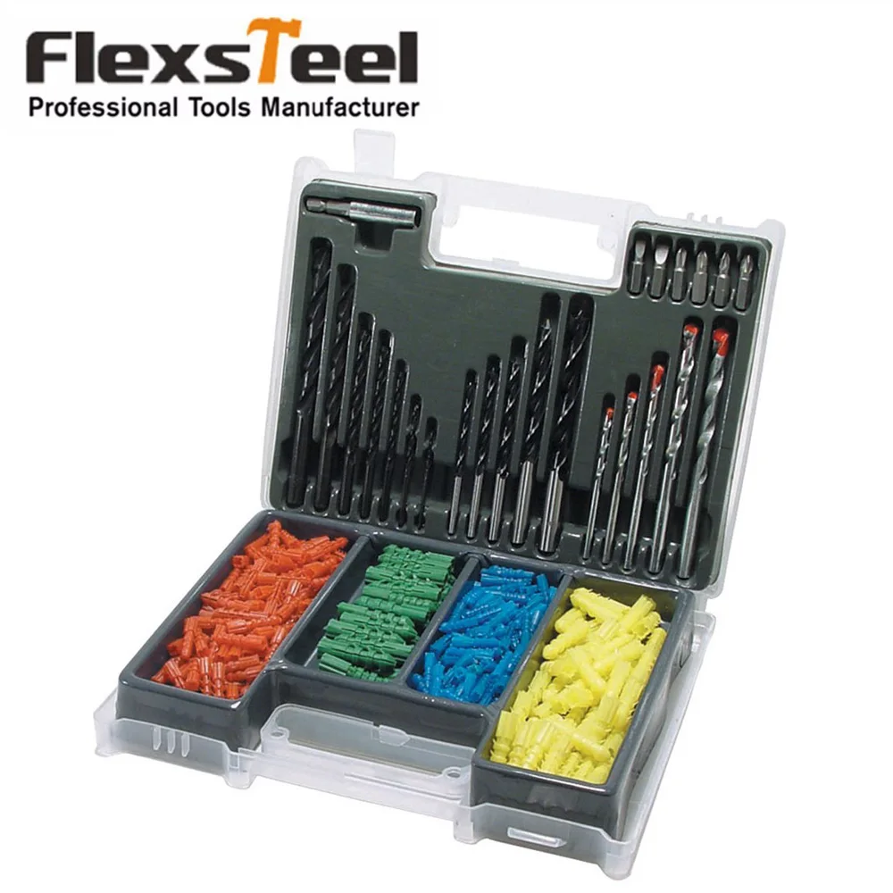 Flexsteel 300 Piece Drill Bit Set Screwdriver Bit and Wall Plug Set