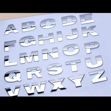 Autocollant de voiture argenté et noir, 1 pièce, lettres créatives 3D, emblème chiffres numériques, chiffres chromés, style de voiture, DIY bricolage, en métal