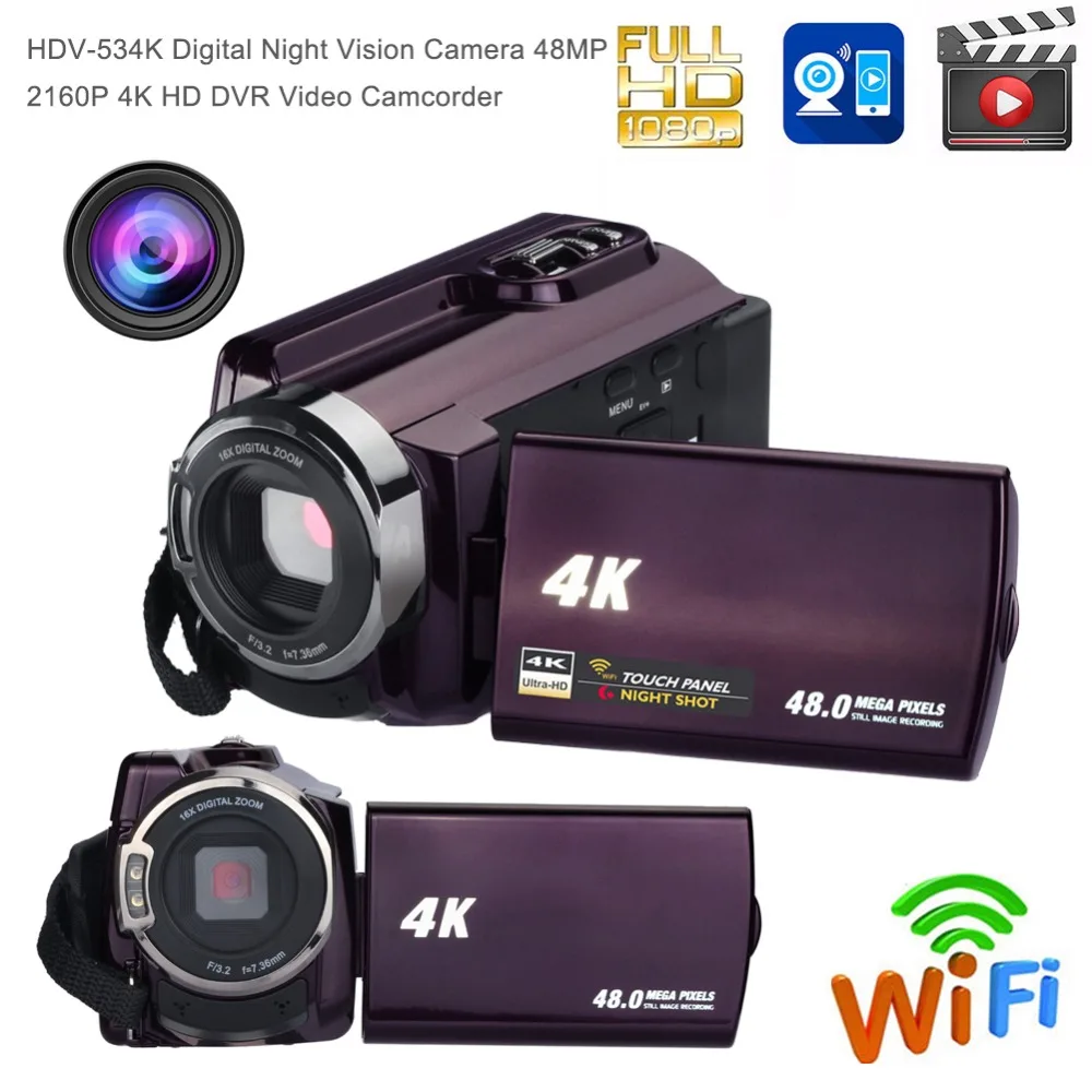 

Digital Video Camera Night Vision Camera 48MP 2160P 16x Zoom Video Camcorder 4K HD DVR Wifi Camcorder 3.0" Touch Screen Hot Sale