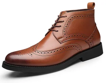 

New Arrival Spring Autumn 111% Genuine Leather Western Style Oxfords Shoes Men Carved Brogue Cowhide Dress Shoes High Quality
