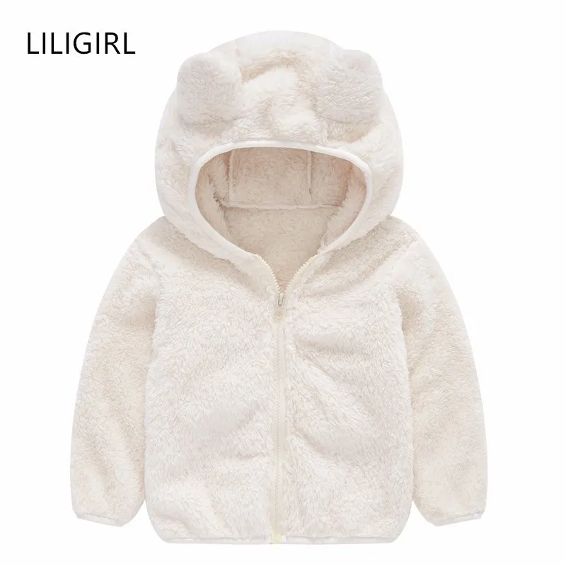 Детское шерстяное пальто LILIGIRL однотонная куртка с меховым капюшоном для