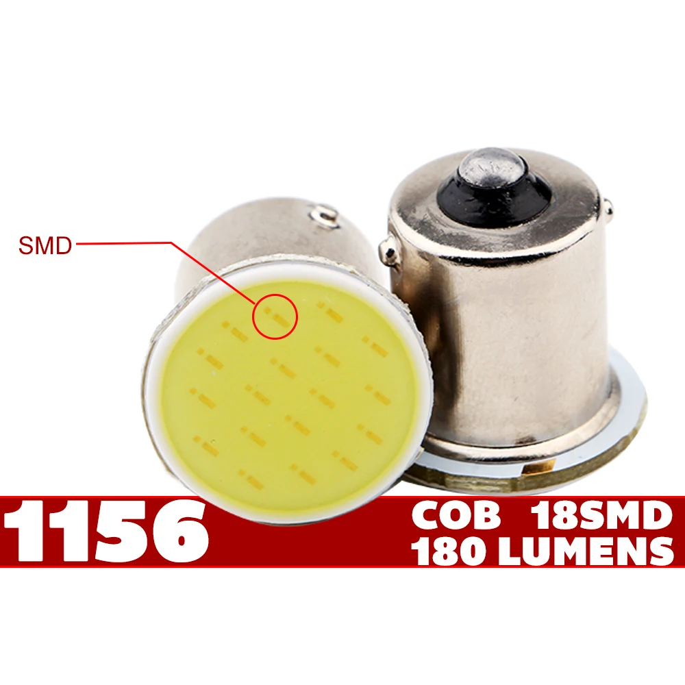 

Super Bright!! 100Pieces/lot COB 18 SMD 18 Led 1156 BA15S (P21W) Turn Signal Reverse Led Parking Lights 12V