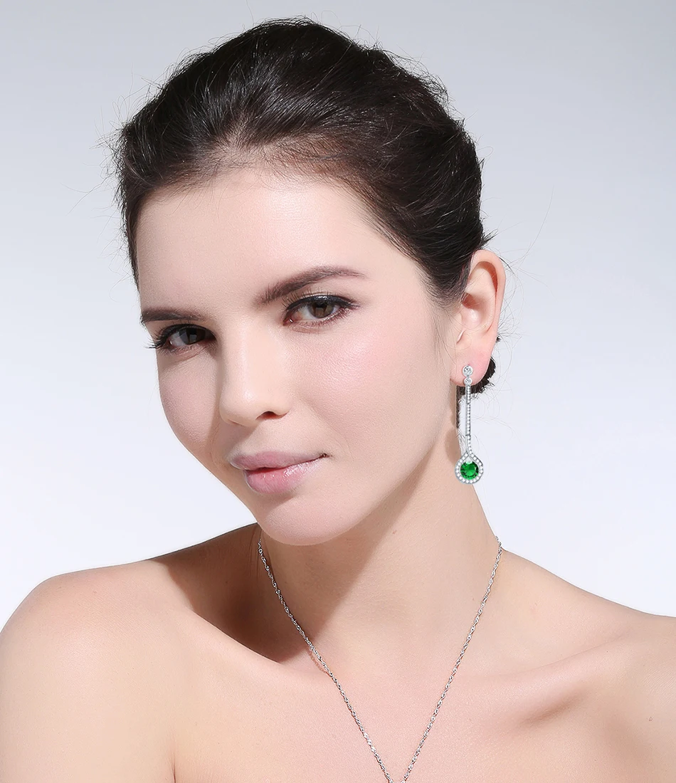 ORSA JEWELS 925 серебряные серьги для женщин твердые капли воды AAA зеленый кубический циркон женские ювелирные изделия подарки для девушек SE58