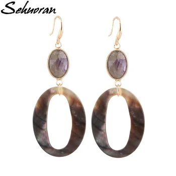 

Sehuoran Dangle Earrings For Woman Of Natural Stone And Ocean Shell Bohemia Earrings Statement Jewelry Gifts