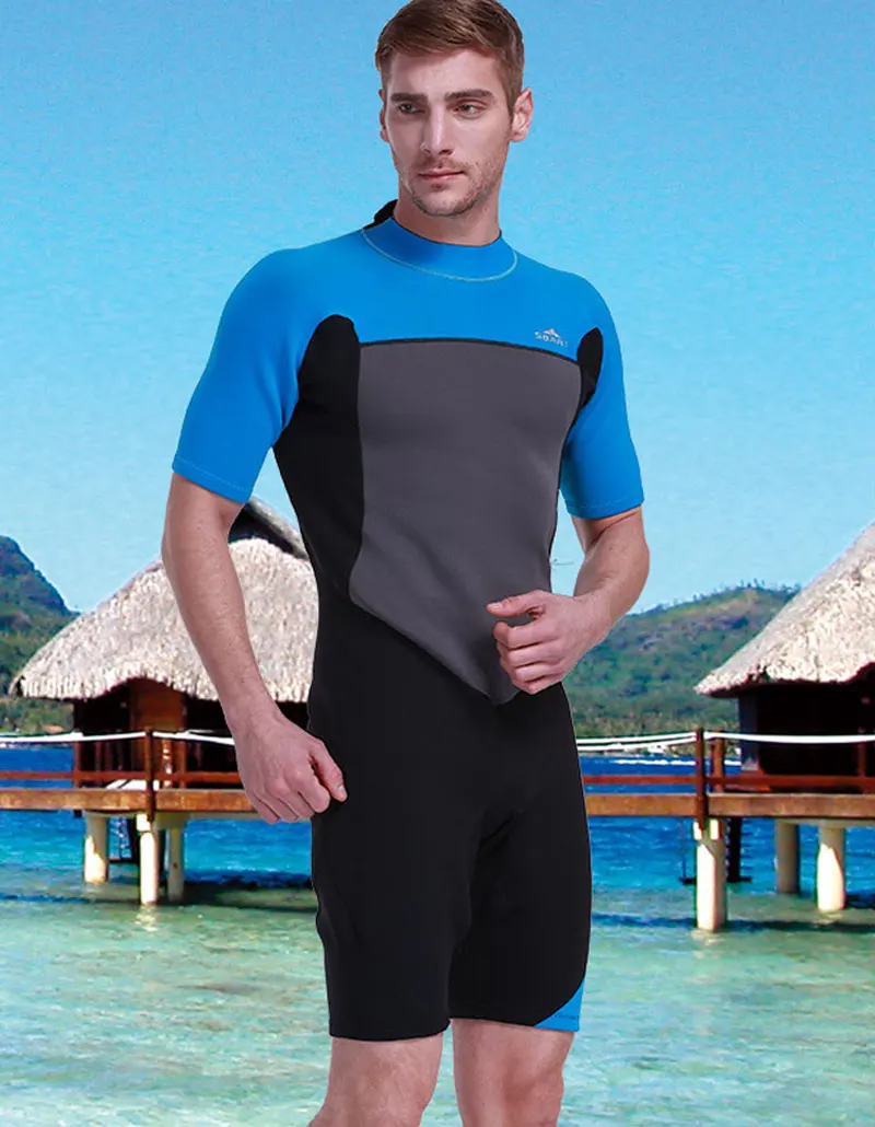 Мужской неопреновый гидрокостюм с молнией сзади 2 мм коротким рукавом|neoprene scuba