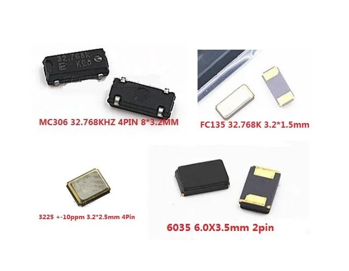 

10PCS Passive Crystal Oscillator 32.768KHZ(MC306 8*3.2MM 4P)/(FC135 3.2*1.5mm 2PIN) / 3225 +-10ppm 4P 32MHz/12Mhz/6035 12M 2PIN