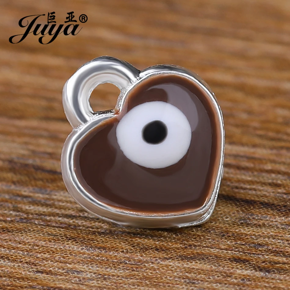 50pcs/lot 8mm Lucky Evil Eye Charms MIni Heart Pendants DIY Bracelet Bangle Jewelry Making Crafts Accessories Necklace Findings