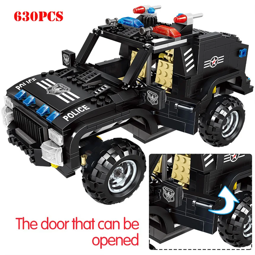 

Special Police Riot Armored Vehicle Building Blocks Compatible Legoing City SWAT Weapon Gun Enlighten Bricks Toys For Child Gift