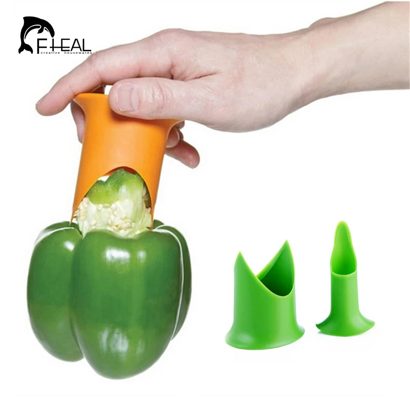

FHEAL 2PCS Cutter Corer Slicer Tools Pepper Tomato Huller Vegetables Nuclear Corers Stalks Fruit Knife Kitchen Utensil Gadget