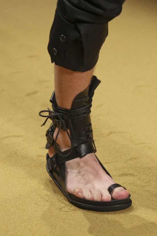 Punk Style Mens Sandals Genuine leather Flip flops Annkle Booties Flats