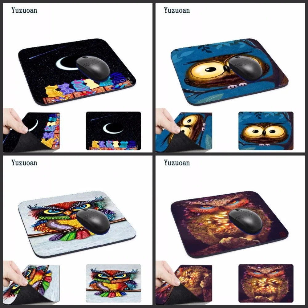 

Yuzuoan Lovely Owl On the tree DIY Design Pattern Game Animal Art mousepad Size for 180x220x2mm and 250x290x2mm Small Mousepad