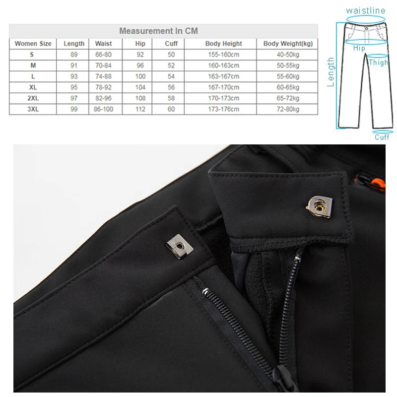 TRVLWEGO de los hombres de las mujeres de invierno al aire libre Camping pantalones de Trekking senderismo escalada suave de Deportes de lana de esquí Pantalones