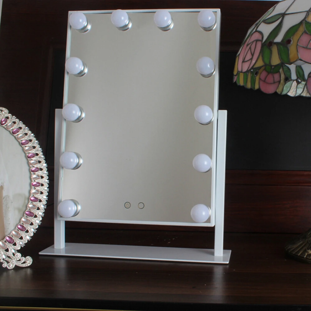 Освещенное зеркало с 12x3 W затемнения светодиодный лампы и Touch Управление дизайн, Голливуд Стиль Макияж косметические зеркала с подарком