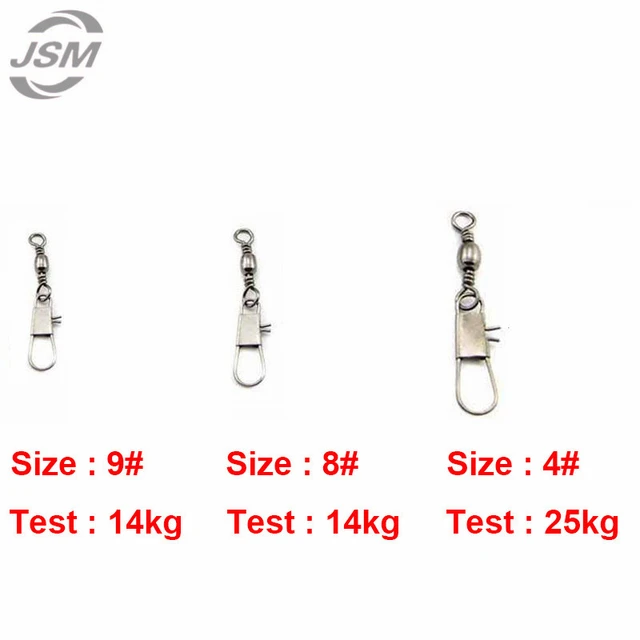 JSM 100pcs Barrel Fishing Swivel With Interlock Snap Sea Fishing