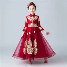 Новая одежда для девочек-подростков вышитая юбка платье принцессы для маленьких девочек; Одежда для девочек; Vestido Детские платья для девочек на день рождения Свадебная вечеринка S103