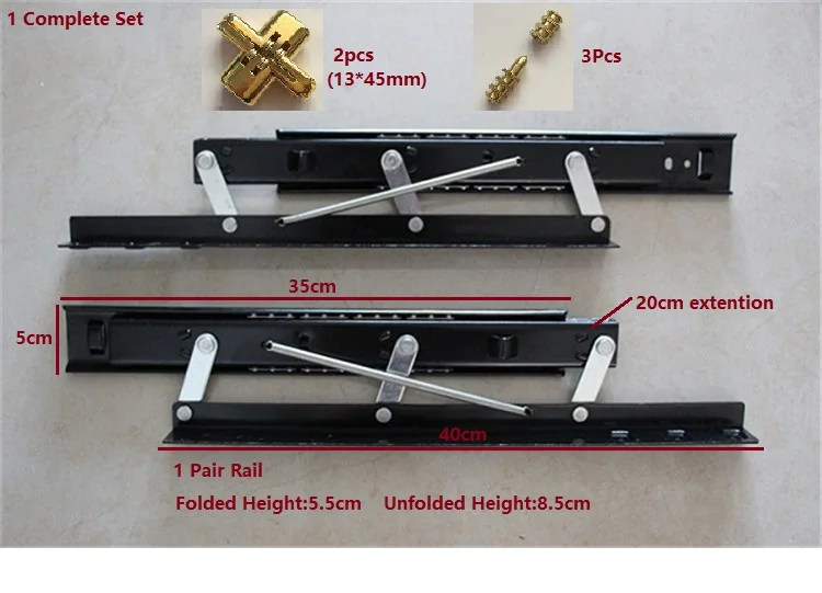 

35CM (14") Dinning Table Top Desk Slide Rail Folding Extending Mechanism
