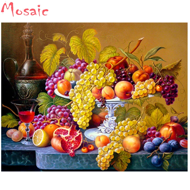 

DIY 5D Diamond Embroidery Fruit,Kitchen Wall Decor Rubik's Cube Square Diamond Painting Crystal Mosaic Picture of Rhinestone