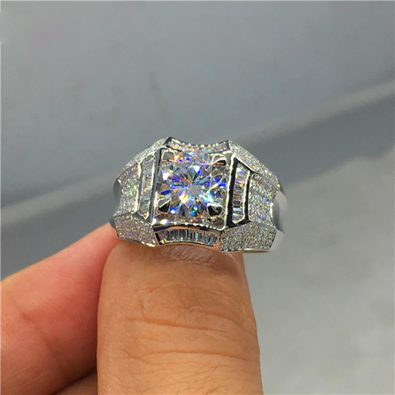18K 750Au золото Moissanite алмазное мужское кольцо D Цвет VVS с национальным