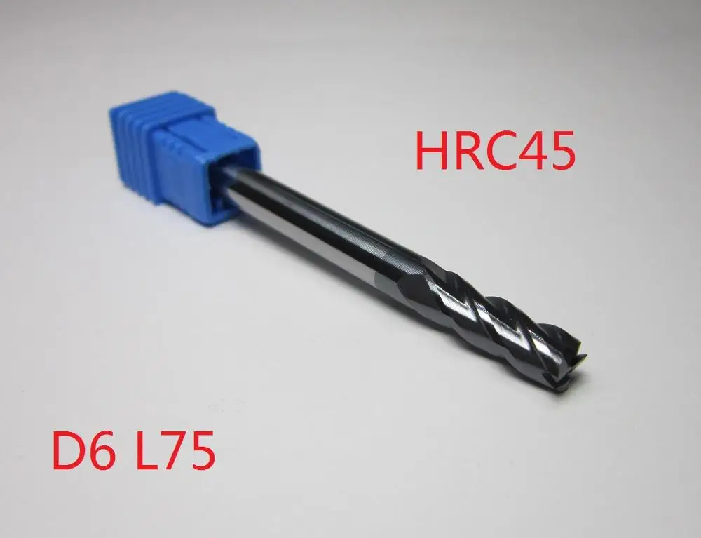 Диаметр 6 мм карбида плоский 4 флейты удлиненные хвостовик удлиненный Концевые Фрезы с ЧПУ машина для удлинения ресниц всего фреза для обработки металла - Длина режущей кромки: HRC45D6L75