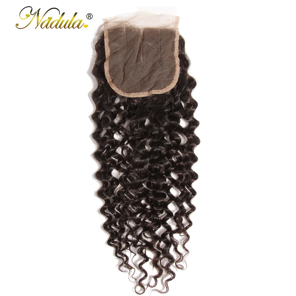 

Nadula Hair 4*4 Free/Middle/Three Part Closure Brazilian Curly Hair Weave 10-20inch Remy Hair Swiss Lace Closure 120% Density
