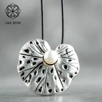

Vinage Long Necklace for Women Jewelry Plant Lotus Leaf Bead Pendant Chokers Jewellery necklaces & pendants Suspension Alloy New