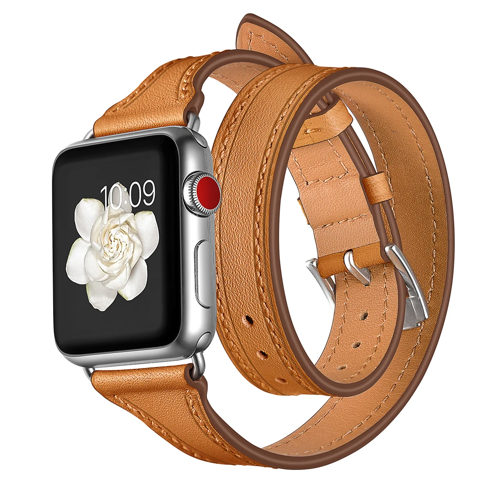 

EIMO Leather Loop Band For Apple Watch 4 44mm 42mm Iwatch band 4 3 2 1 38mm 40mm Double Tour Wrist Strap Bracelet Watchband