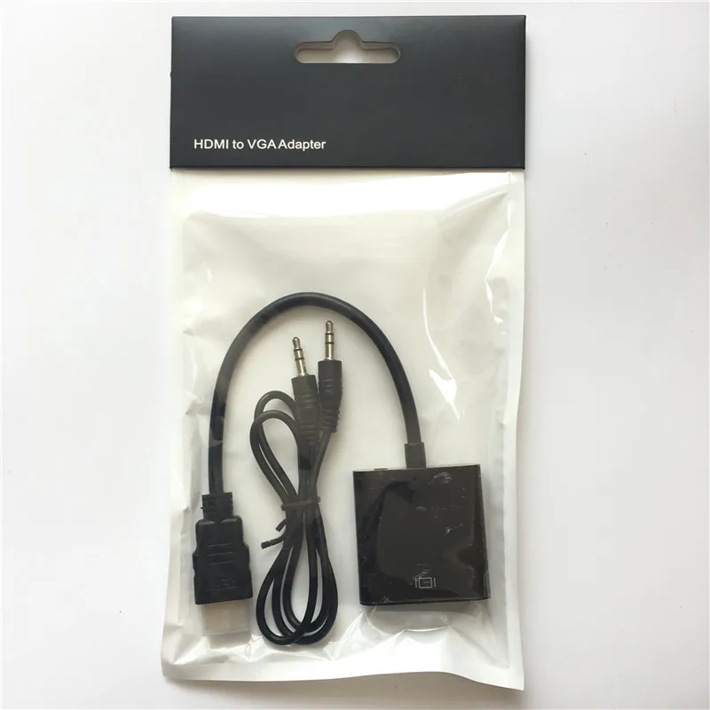 HDMI к VGA Кабель HDMI Мужской адаптер к VGA Женский 1080p HDMI конвертер Разъем для Xbox 360 PS3 PS4 PC DVD lcd tv - Цвет: Black with Audio