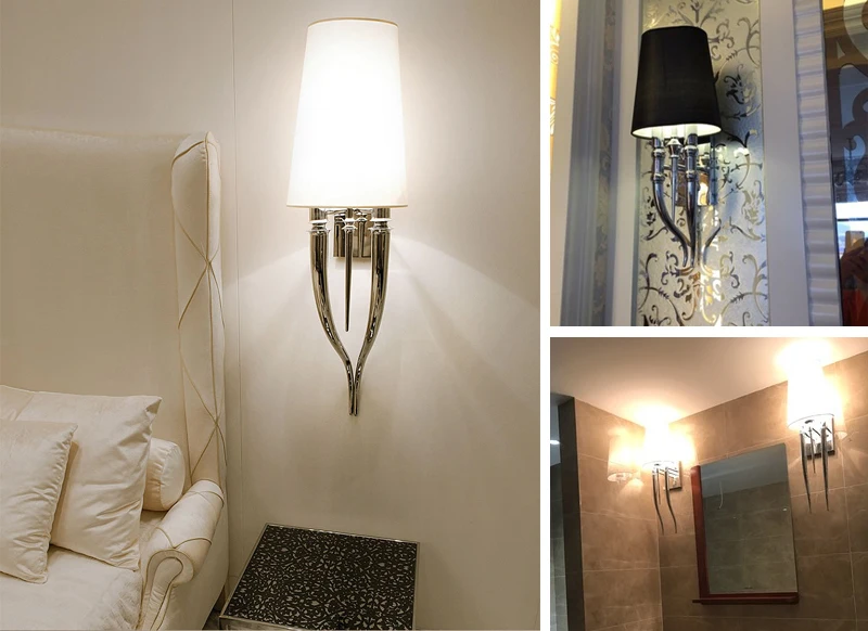 Modern Iron Claw Horn Cloth LED Wall Light Bedroom Bedside Wall Lamp Dining Living Room Wall Sconce Light Fixtures (16)
