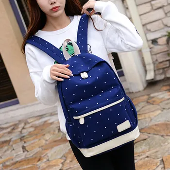 

Backpack 3pcs Set With Purse Women Lady Girl Canvas For Shopping School AB@W3