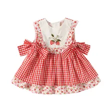 Платье для маленьких девочек, милые платья принцессы с вышивкой вишни, Детская летняя испанская одежда, платья из хлопка для новорожденных