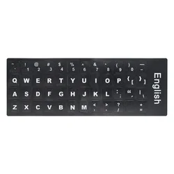 Universal Non-Transparent RU Keyboard Sticker Set: Multilingual Russian, English & Spanish Letters (English black Color)