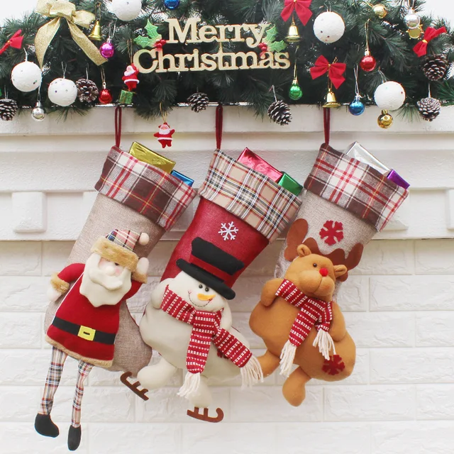 christmas stockings santa claus sock gift bags kids gift handmade christmas tree ornaments 3 styles - Handmade Christmas Stockings christmas stockings santa claus sock gift bags kids gift handmade christmas tree ornaments 3 styles - Handmade Christmas Stockings