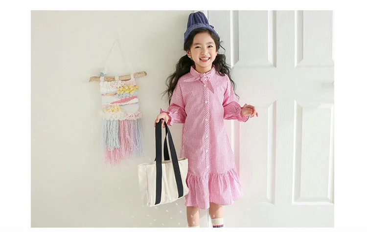 little girls pink dress black long plaid shirts 2018 fall girl dresses kids mermaid school teenage children clothing autumn 2018 (10)